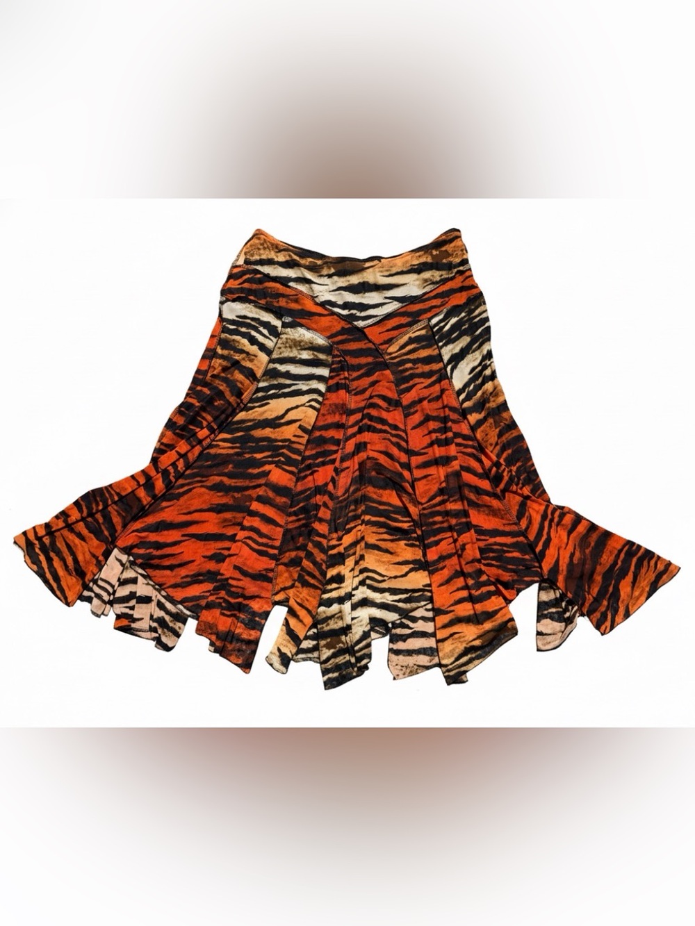 Rare Vintage 90s Z. Cavaricci Asymmetrical Tiger Mesh Maxi Skirt